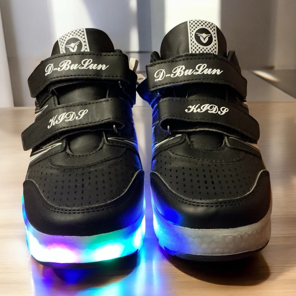 Little Rockz LED Light-Up Black Heely Sneakers